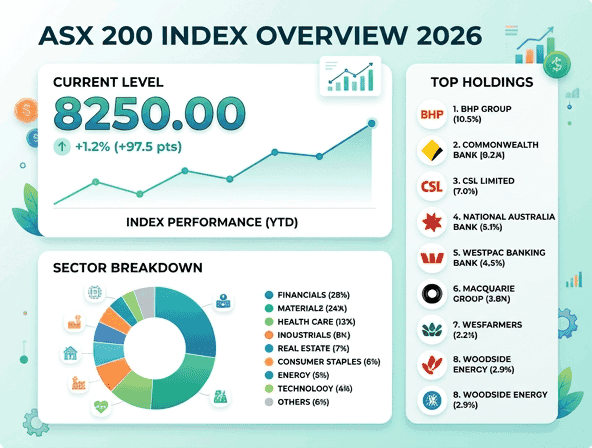 ASX 200 Explained: What It Is, Returns and 2026 Cover image for ASX 200 Explained: What It Is, Returns and 2026